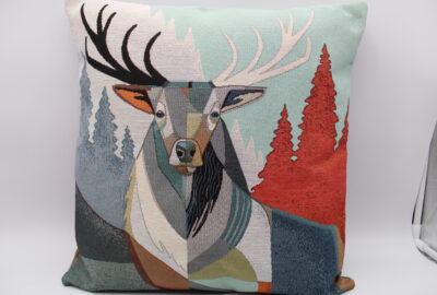 Housse de coussin jacquard cerf