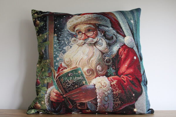 Housse de coussin jacquard Père Noël