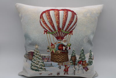 Housse de coussin jacquard 45cm x 45cm Voyage en Montgolfière