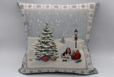 Coussin jacquard Paysage de Noël 45cm x 45cm