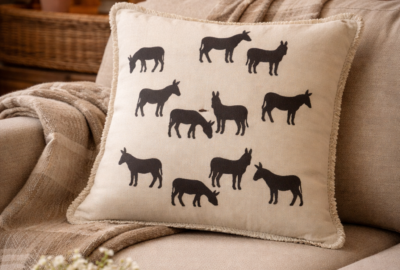 Housse de coussin brodé Les ânes brodés