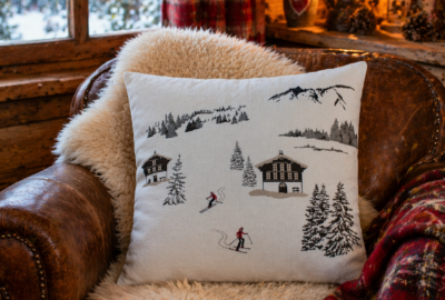 Coussin tissu jacquard chalet