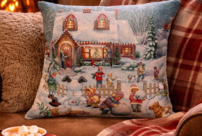 Coussin jacquard Boules de neige 45cm x 45cm