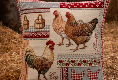 Coussin jacquard La basse-cour 45cm x 45cm