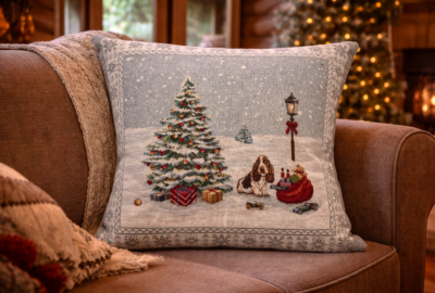 Coussin jacquard Paysage de Noël 45cm x 45cm