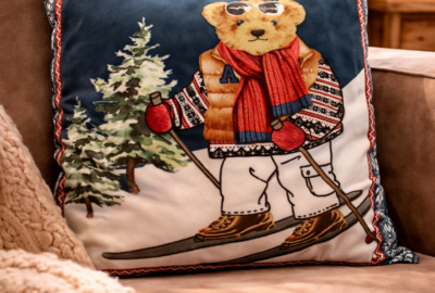 Coussin complet Ours bleu 45cm x 45cm