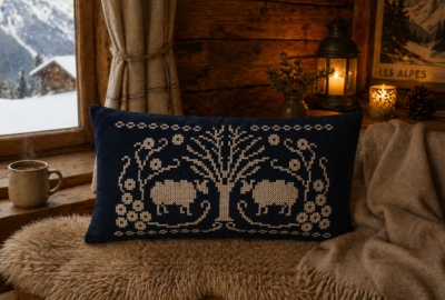 Housse de coussin brodée Shetland