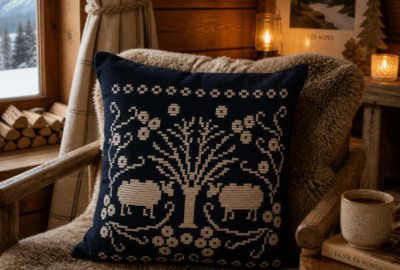 Housse de coussin brodée Shetland