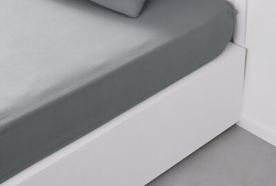Drap housse percale 160cm x 200cm acier