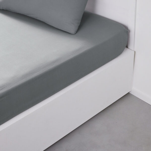 Drap housse percale 160cm x 200cm acier