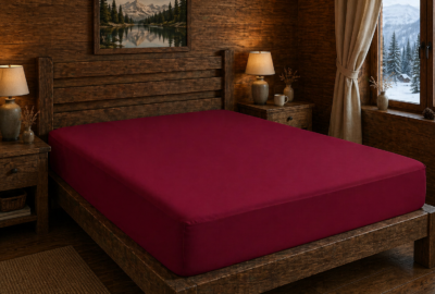 Drap housse coton 57 fils coloris Garance