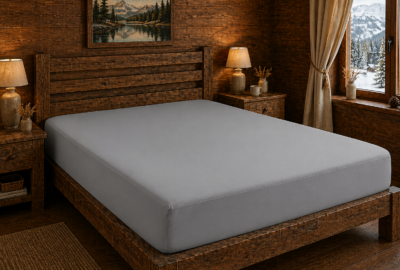 Drap housse coton 57 fils coloris Alu
