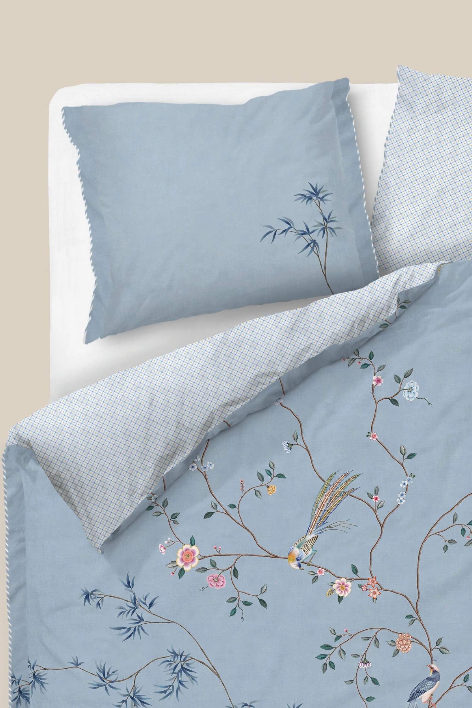 La corde à Linge - L'esprit montagne - voilages rideaux bain linge de maison Vosges Gérardmer Linge de lit Pip Studio : Bamboo blossom bleu clair percale de coton – Image 2