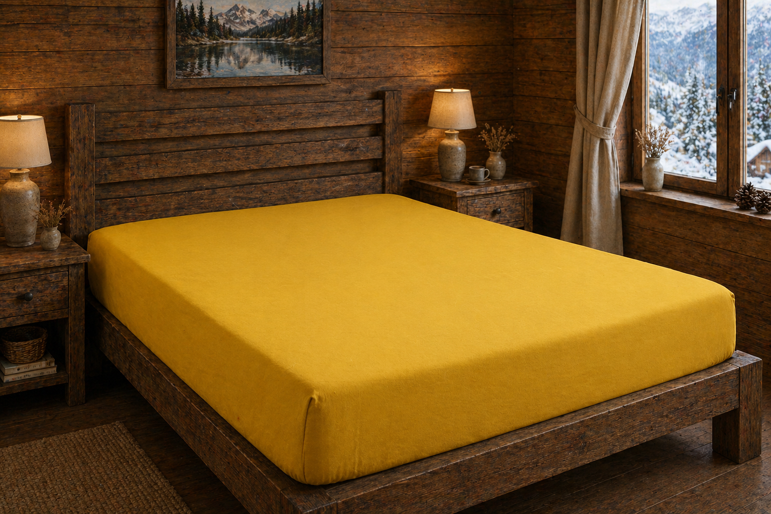 La corde à Linge - L'esprit montagne - voilages rideaux bain linge de maison Vosges Gérardmer Drap housse Curry en coton lavé