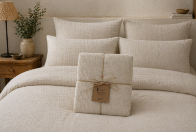 Housse de couette - gaze de coton double - crème