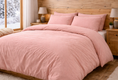 Linge de lit en coton lavé rose blush