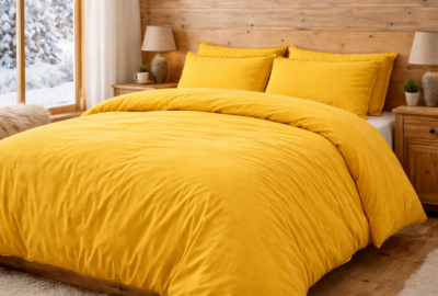 Linge de lit Curry coton lavé
