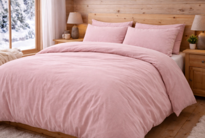 Linge de lit coton lavé rose