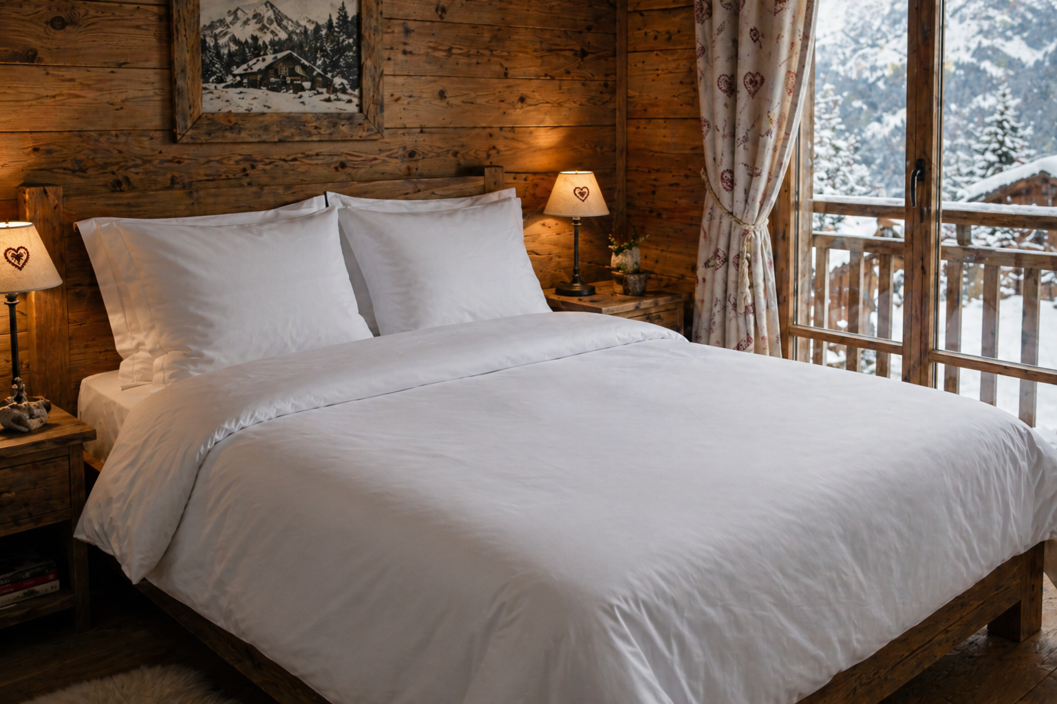 La corde à Linge - L'esprit montagne - voilages rideaux bain linge de maison Vosges Gérardmer Linge de lit coton percale blanc ultra douce