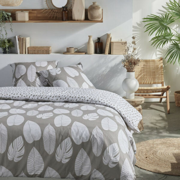 Housse de couette 240x220 + 2 taies Feuillage