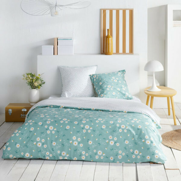Housse de couette 240x220 + 2 taies Marguerites