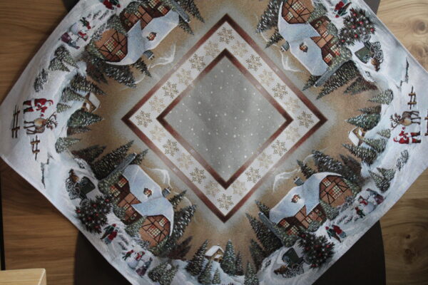 Nappe 100cm x 100cm Village d'hiver