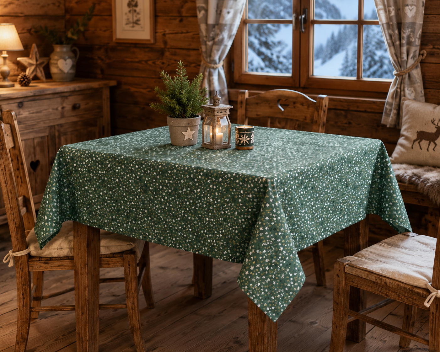 La corde à Linge - L'esprit montagne - voilages rideaux bain linge de maison Vosges Gérardmer Nappe jacquard Mille étoiles