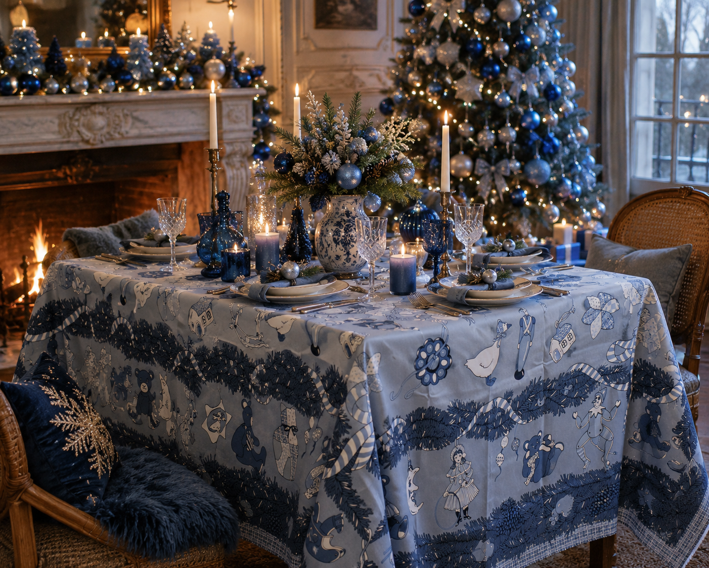 La corde à Linge - L'esprit montagne - voilages rideaux bain linge de maison Vosges Gérardmer Nappe Christmas bleu Guy Untereiner