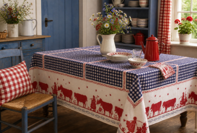 Nappe Alsace Pâturages bleu et rouge