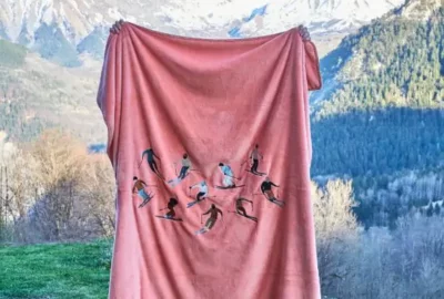 Plaid Après Ski rose thé par Sylvie Thiriez