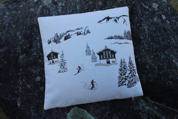Coussin tissu jacquard chalet – Image 3