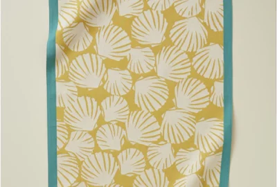 Torchon de cuisine Baléares jaune 100% coton par Sylvie Thiriez