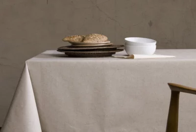 Tissu enduit uni  couleur lin