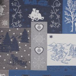Tissu jacquard Nopial bleu largeur 280cm ameublement