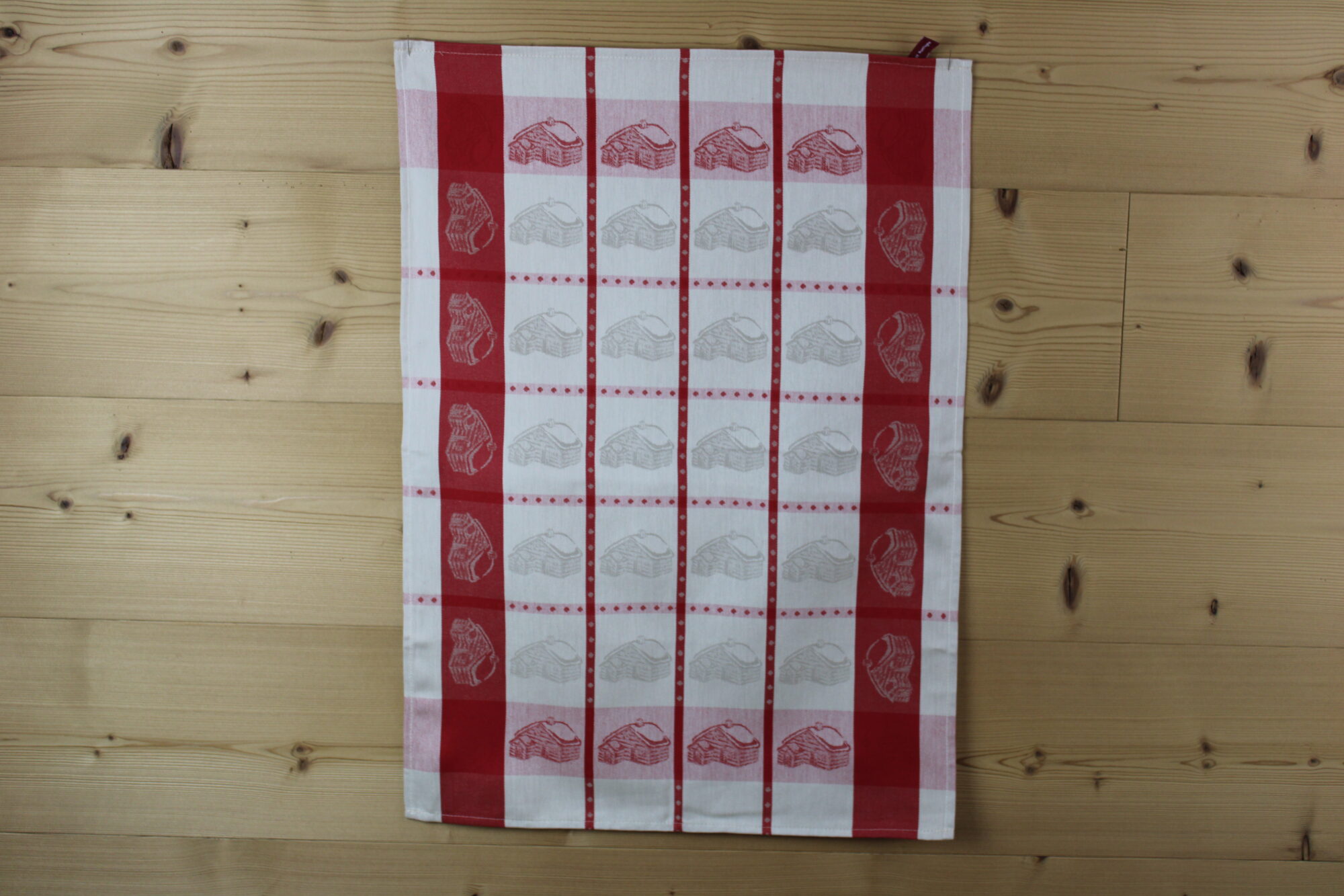 Torchon imprimé en jacquard de coton, TOMATES DU POTAGER - Rouge - 0.00