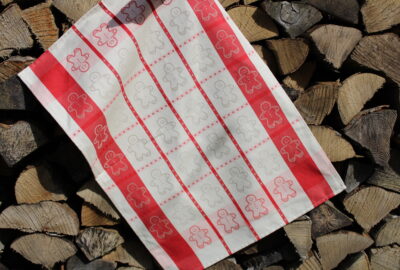 Torchon Pain d'épices écru et rouge