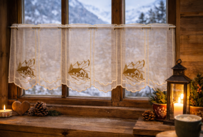 Brise bise crème chalet brodé taupe