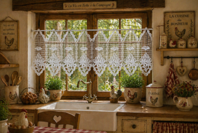 Voilage macramé hauteur 28.50cm - montagne