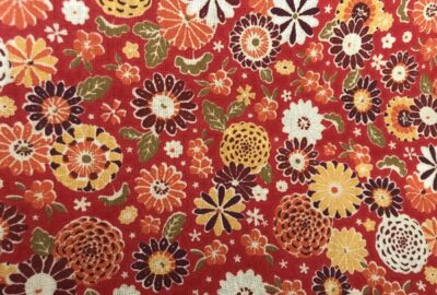 tissu mille fleurs orangé