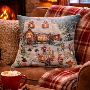 Coussin jacquard boules de neige