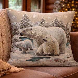 Coussin ours polaire jacquard déhoussable