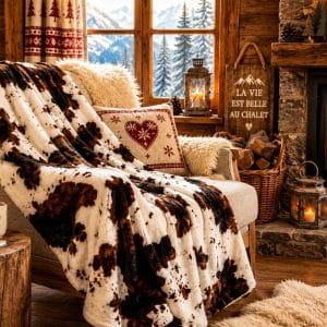 Plaid façon peau de vache en polaire