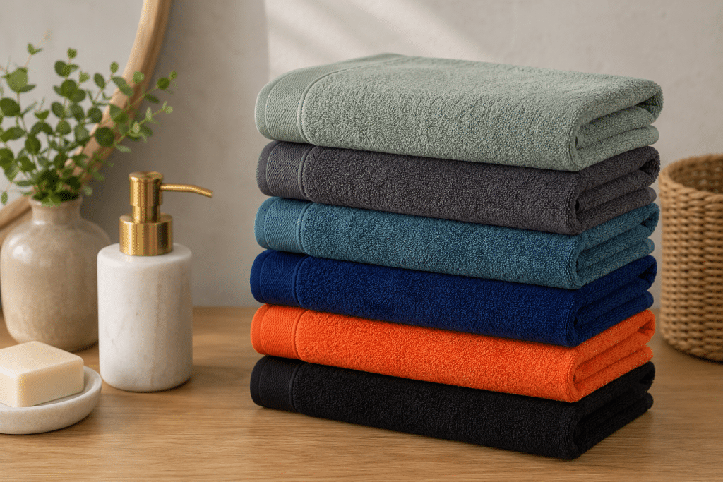 Serviettes de toilette 50 × 100 cm disponibles en plusieurs couleurs