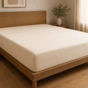 Drap housse en coton lavé beige