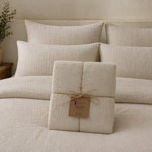 Housse de couette en gaze de coton couleur beige