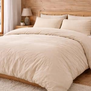 housse de couette en coton lavé beige