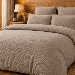 Housse de couette en gaze de coton taupe