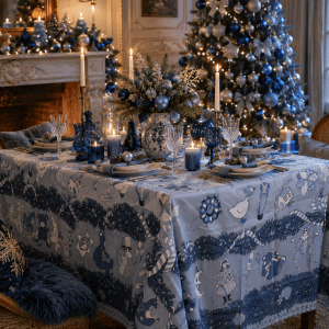 Nappe Christmas bleu Guy Untereiner à motifs de Noël