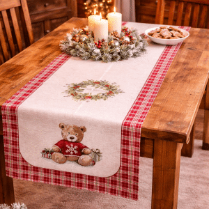 Chemin de table jacquard Ourson — vue d’ensemble