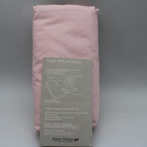 Drap-housse TPR en percale rose 2 × 80 × 200 cm dans son emballage